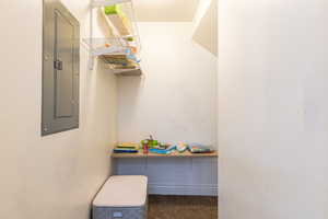 Walk in closet with electric panel