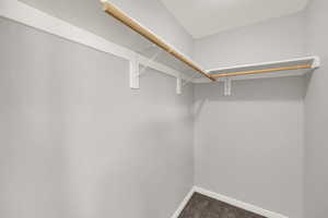 Walk in closet featuring carpet