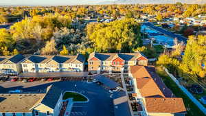 Aerial perspective of suburban area