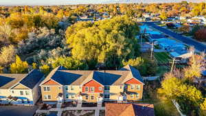 Aerial perspective of suburban area