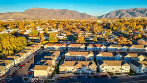 View of mountain backdrop with nearby suburban area