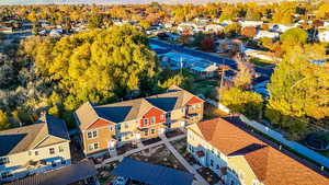 Aerial perspective of suburban area