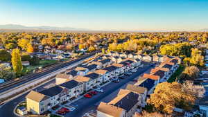 Bird's eye view of a mountain backdrop