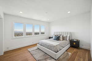 Bedroom featuring wood finished floors and recessed lighting