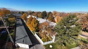 Aerial view of a mountainous background