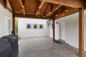 View of patio featuring area for grilling