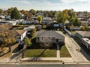 Aerial perspective of suburban area
