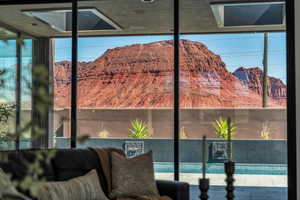 View of swimming pool featuring a mountain view