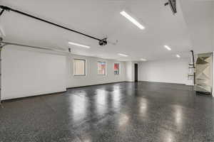 Garage with heating unit and water heater