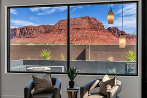 Living area with a mountain view