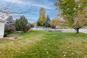 View of fenced backyard