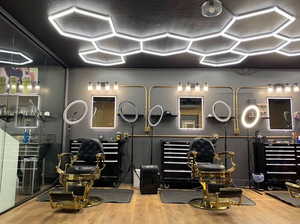 Full barber's Chair setup, with hair wash stations.