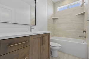 Full bathroom featuring vanity and bathtub / shower combination