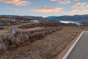 View of mountain background with a large body of water