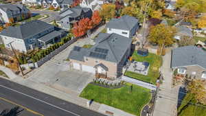Aerial perspective of suburban area