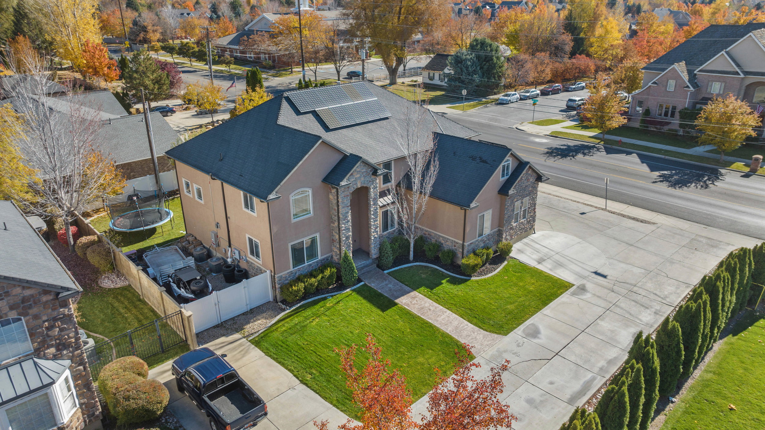 Aerial view of residential area