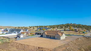 Aerial perspective of suburban area