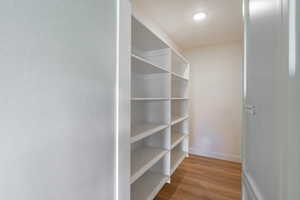 Spacious closet with light wood-style floors