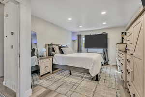 Bedroom featuring recessed lighting and light wood-style floors