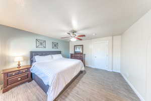 Master bedroom with ceiling fan