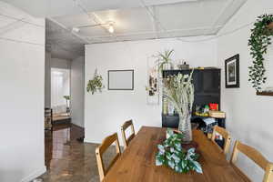 Dining space with baseboards