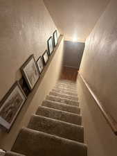 Staircase with a textured wall