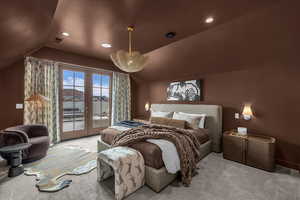 On suite bedroom with access to upper pool sun deck