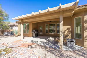 View of patio / terrace featuring ceiling fan and grilling area
