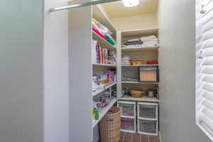 View of extra storage area in laundry room