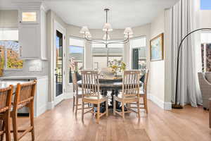 Dining area featuring light wood-type flooring