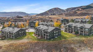 Drone / aerial view of a mountain backdrop