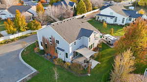 Aerial perspective of suburban area