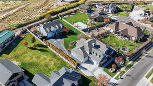 Aerial perspective of suburban area