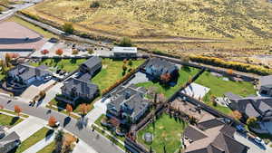 Aerial perspective of suburban area