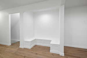 Mudroom with light wood-style flooring