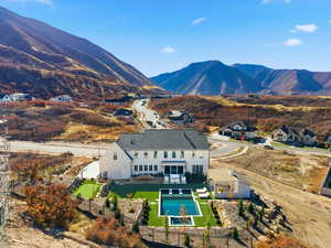 Bird's eye view of a mountain backdrop