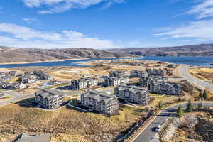 Drone / aerial view of a water and mountain view