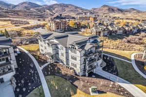 Drone / aerial view of a mountain backdrop