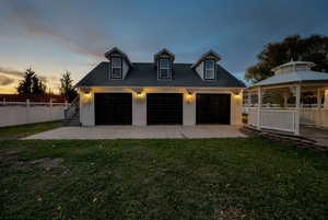 View of detached garage