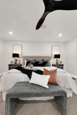 Bedroom featuring recessed lighting and ceiling fan
