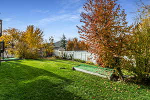 View of fenced backyard