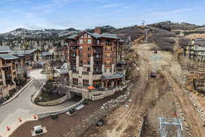 Drone / aerial view of a mountain backdrop