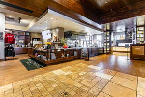 Reception with recessed lighting