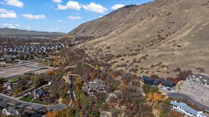 View of mountain backdrop with nearby suburban area