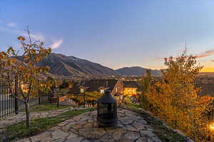 Top corner stone terrace at dusk