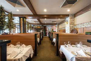 Welcome area with beamed ceiling