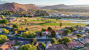 Aerial view of property's location in Bloomington on the golf course.