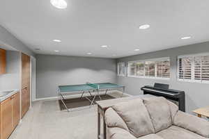 Large living room area located downstairs.