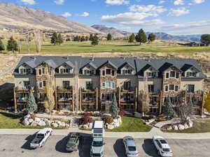 Aerial view of a mountain backdrop