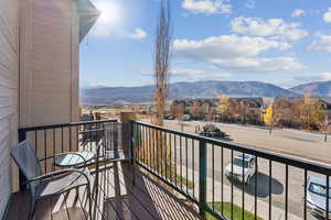 Balcony with a mountain view